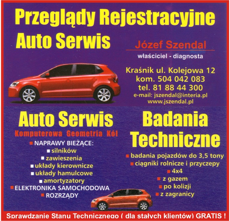 Przeglądy Rejestracyjne Auto Serwis Józef Szendal